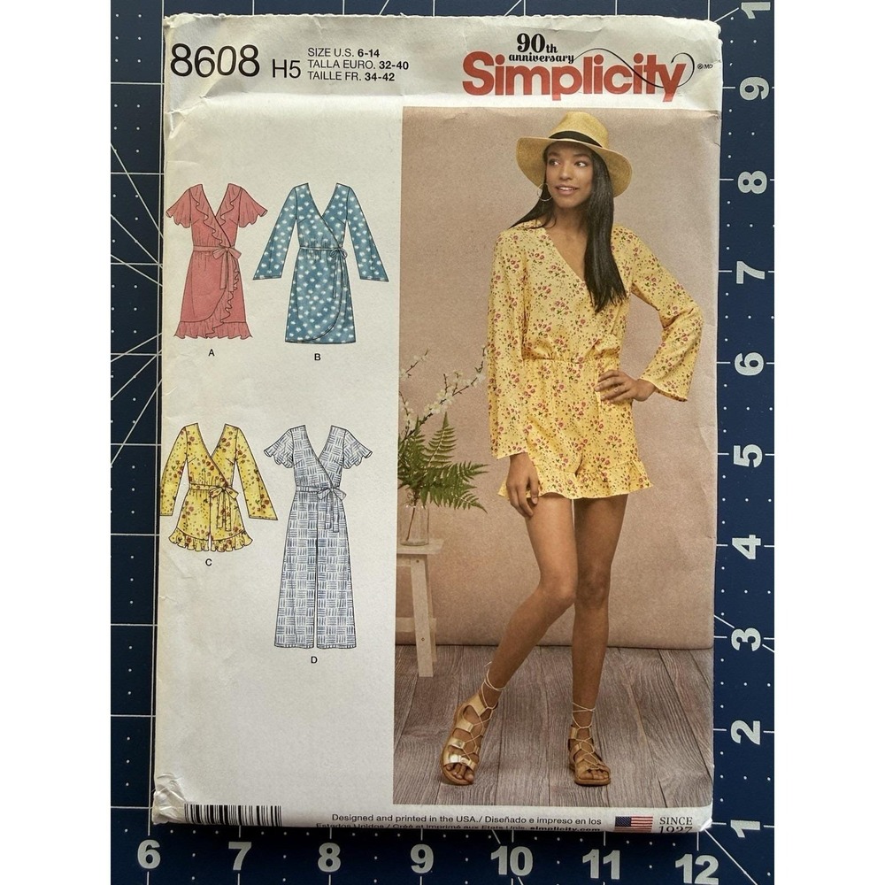 Simplicity Pattern‎ 8608 Misses' Jumpsuit Dress & Tie Belt Size 6-14 Uncut FF